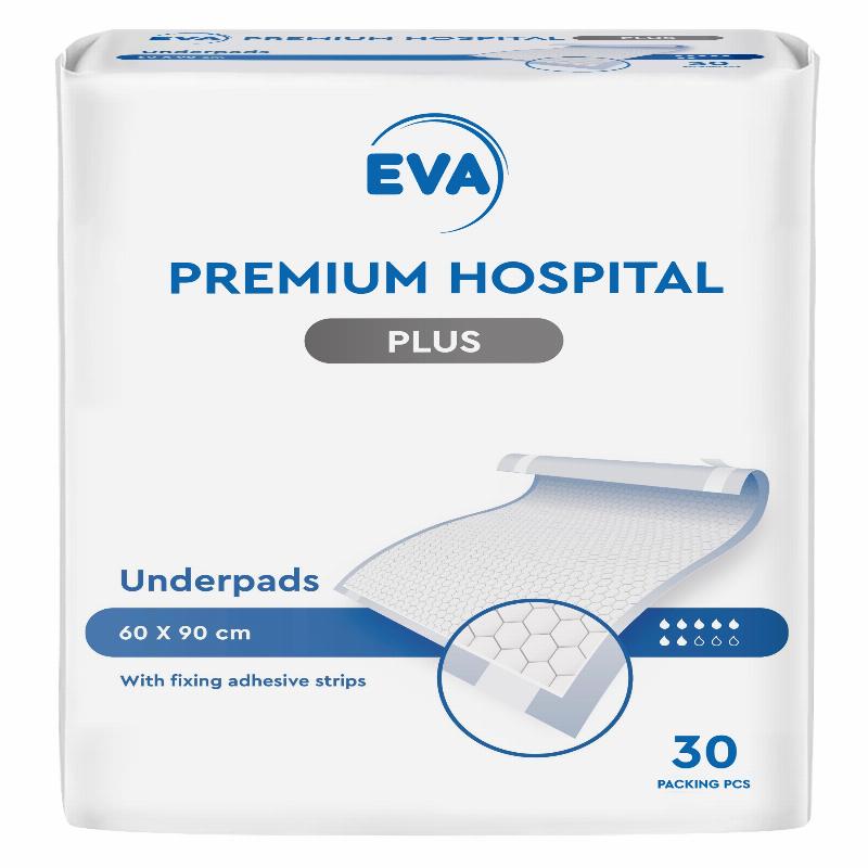 Пелюшки EVA premium hospital 90x60 з двома широкими клейкими стрічками